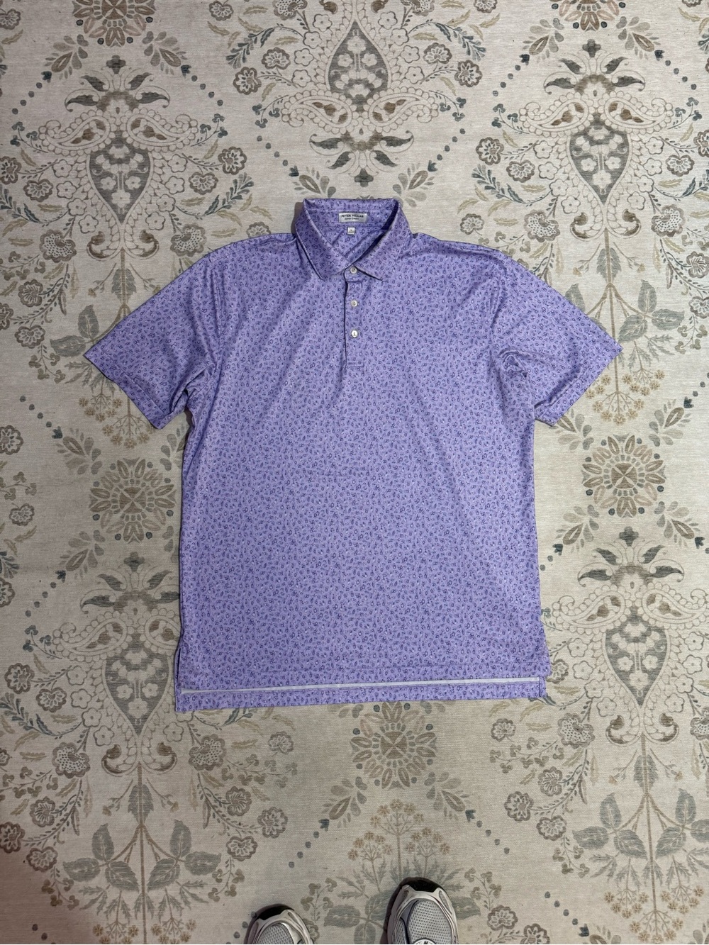 Peter Millar Summer Comfort Micro Print Polo Shirt Purple
